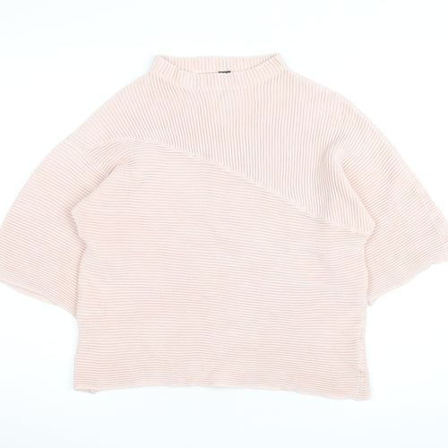 Marks and Spencer Women’s Pink Rib Knit Mock Neck Jumper Size M