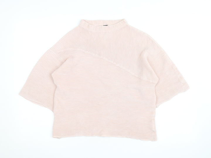 Marks and Spencer Women’s Pink Rib Knit Mock Neck Jumper Size M