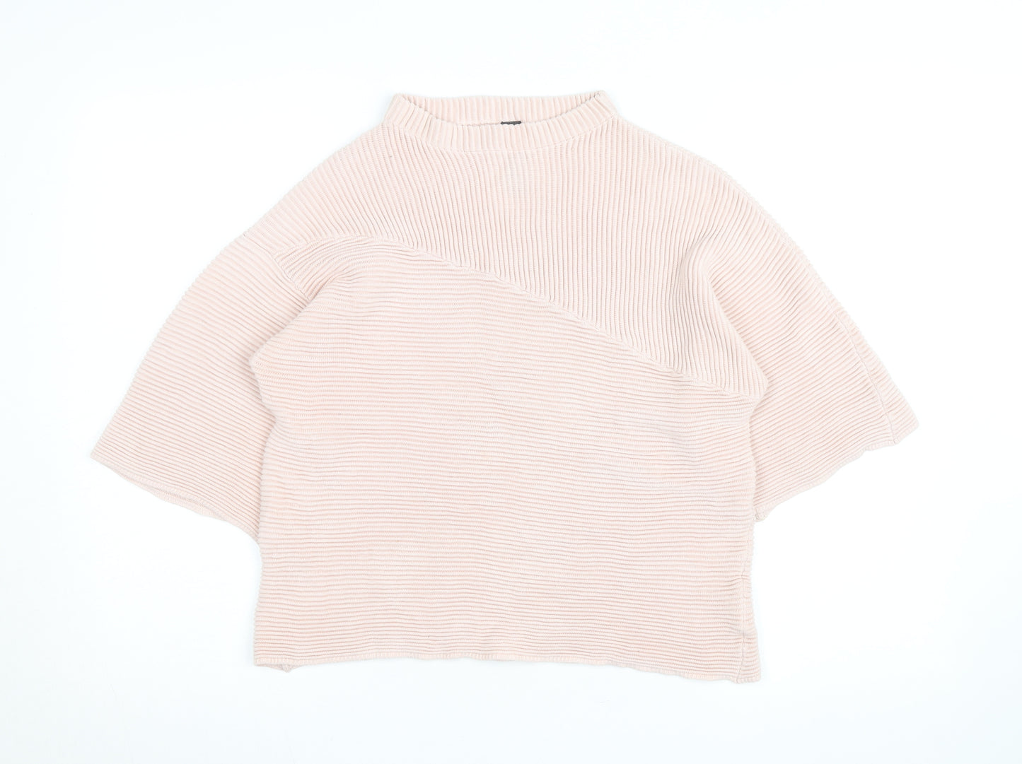 Marks and Spencer Women’s Pink Rib Knit Mock Neck Jumper Size M