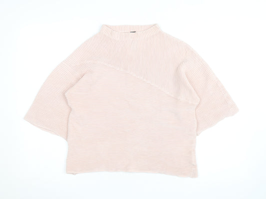 Marks and Spencer Women’s Pink Rib Knit Mock Neck Jumper Size M