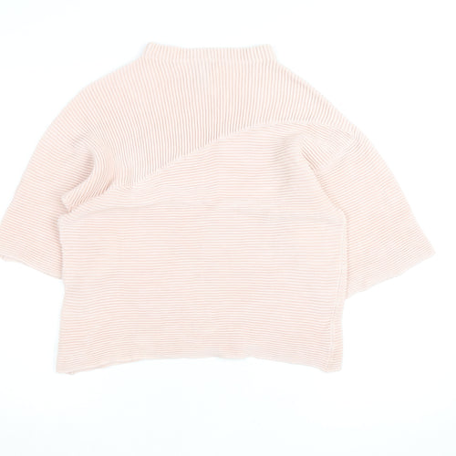 Marks and Spencer Women’s Pink Rib Knit Mock Neck Jumper Size M