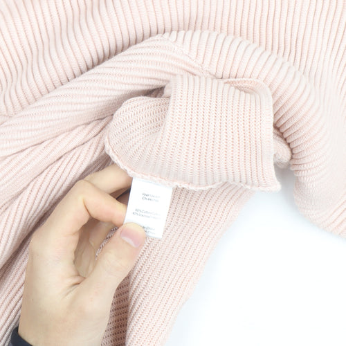 Marks and Spencer Women’s Pink Rib Knit Mock Neck Jumper Size M