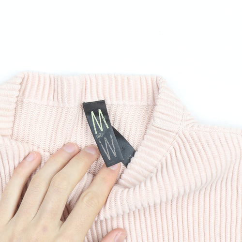 Marks and Spencer Women’s Pink Rib Knit Mock Neck Jumper Size M