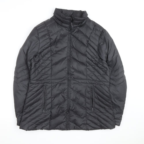Cleo Women's Black Down Puffer Jacket M Quilted Insulated Mid-Length