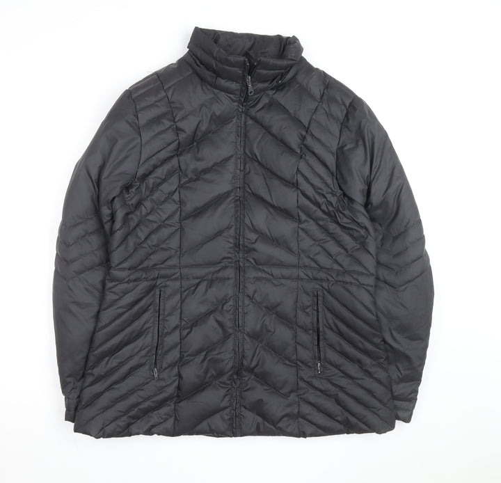 Cleo Women's Black Down Puffer Jacket M Quilted Insulated Mid-Length