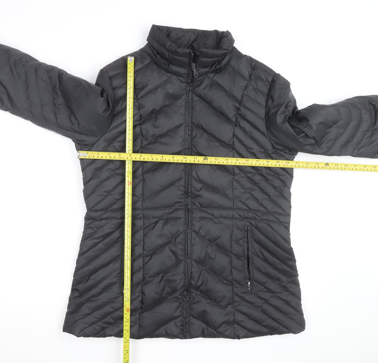 Cleo Women's Black Down Puffer Jacket M Quilted Insulated Mid-Length