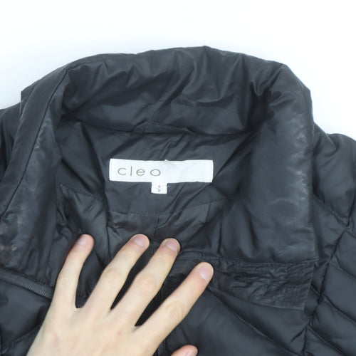 Cleo Women's Black Down Puffer Jacket M Quilted Insulated Mid-Length