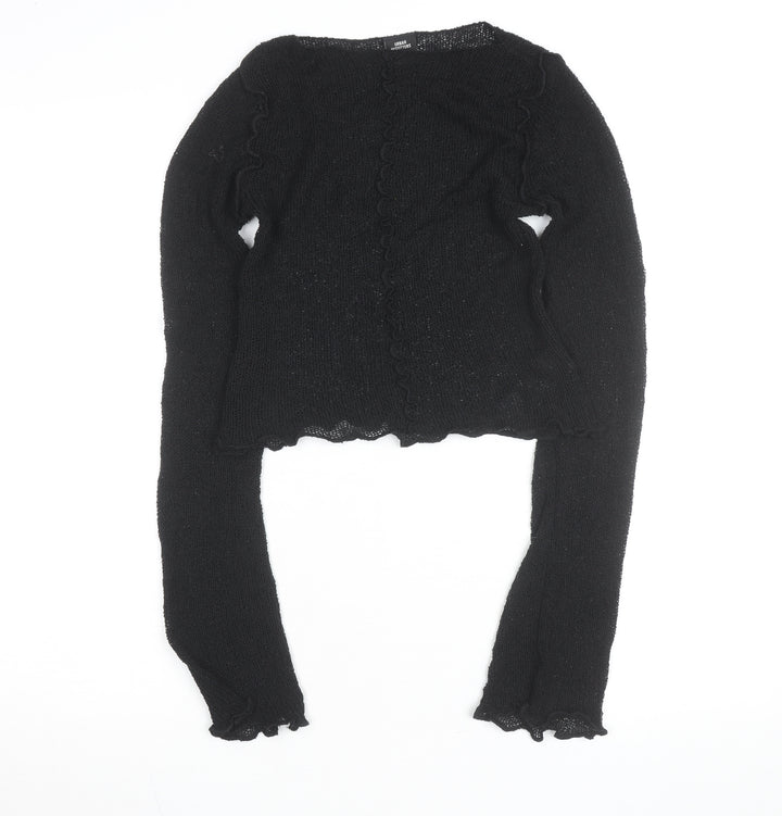 Urban Outfitters Women’s Black Ruffle Knit Slim Pullover Jumper Size S