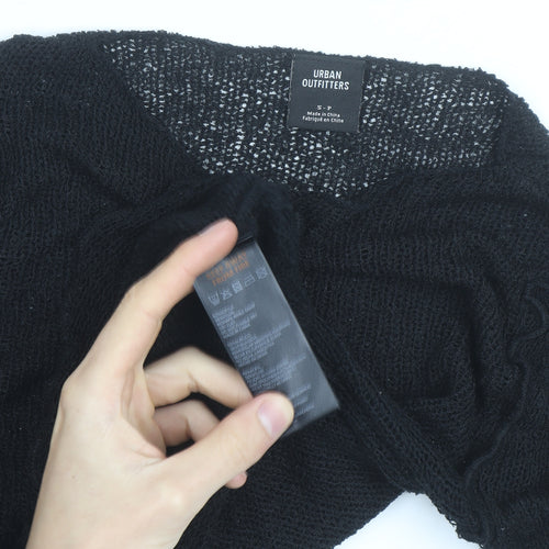 Urban Outfitters Women’s Black Ruffle Knit Slim Pullover Jumper Size S