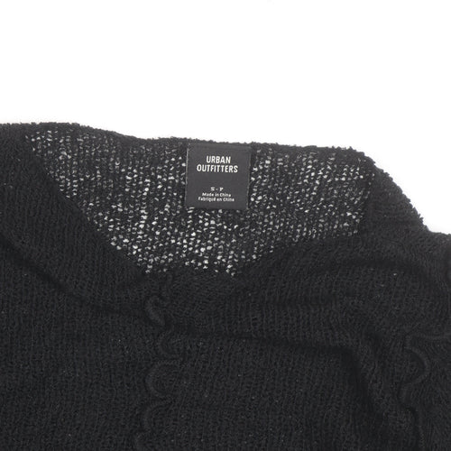 Urban Outfitters Women’s Black Ruffle Knit Slim Pullover Jumper Size S