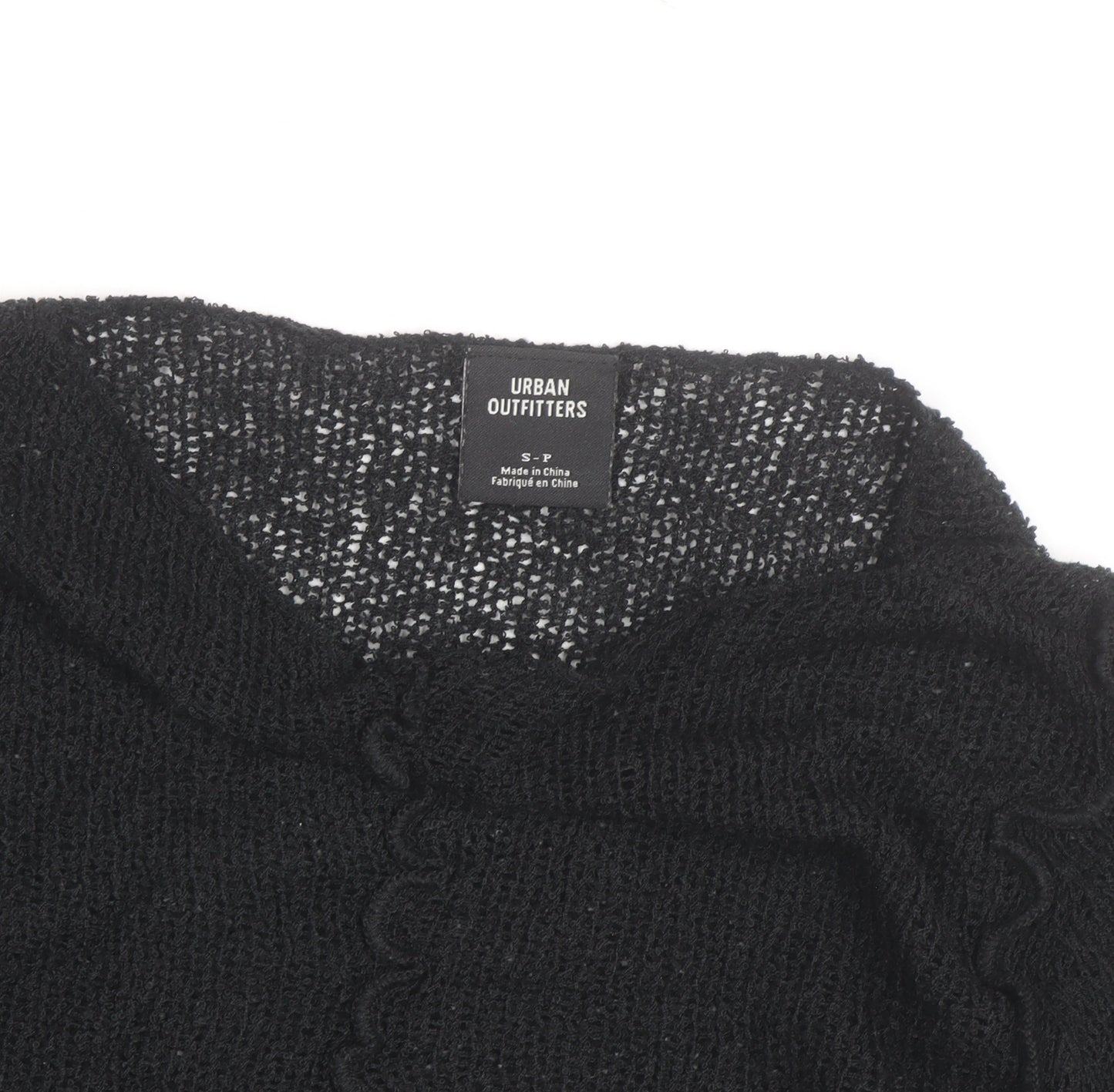 Urban Outfitters Women’s Black Ruffle Knit Slim Pullover Jumper Size S