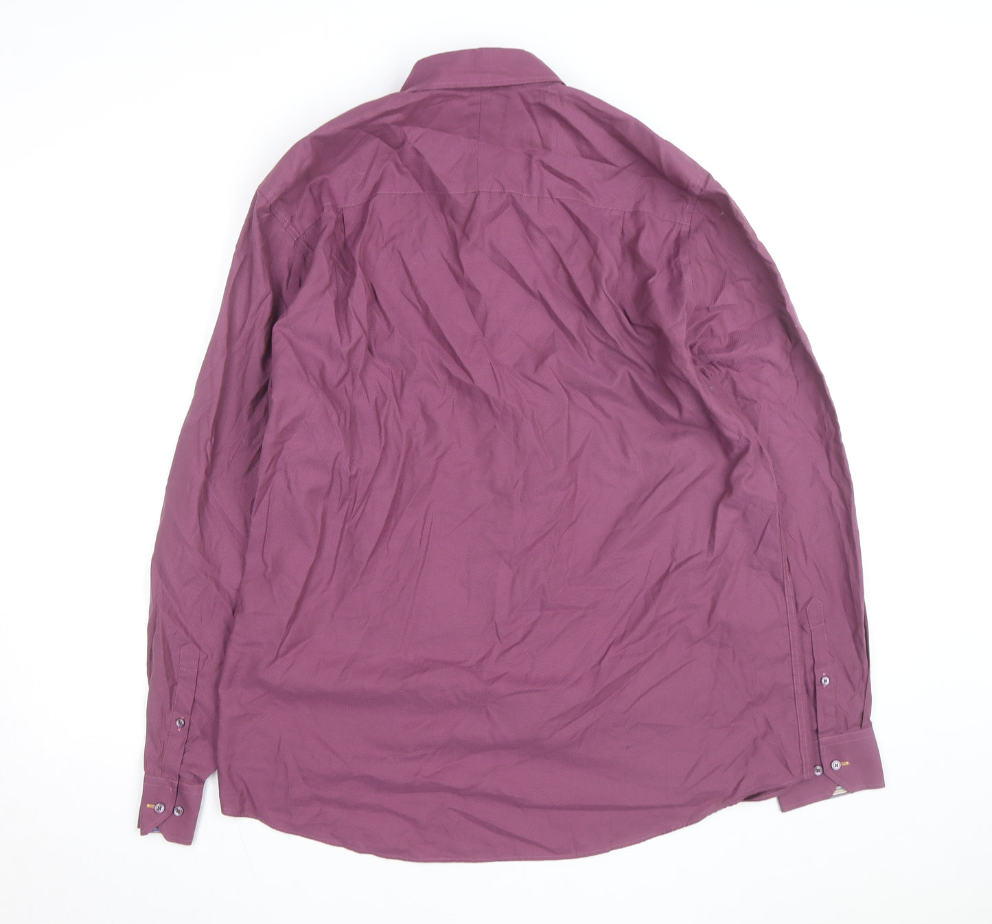 Next Signature Men’s Purple Cotton Button-Down Shirt Regular Fit 17”