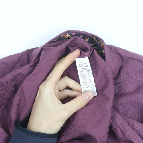 Next Signature Men’s Purple Cotton Button-Down Shirt Regular Fit 17”