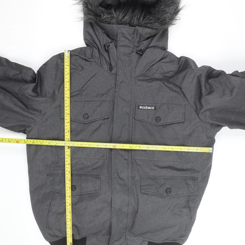 Ecko Unltd Men Grey Puffer Jacket M Hooded Down Winter Coat
