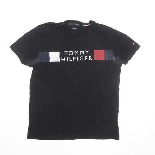 Tommy Hilfiger Men’s Black Logo Cotton Crew Neck T-Shirt Size M