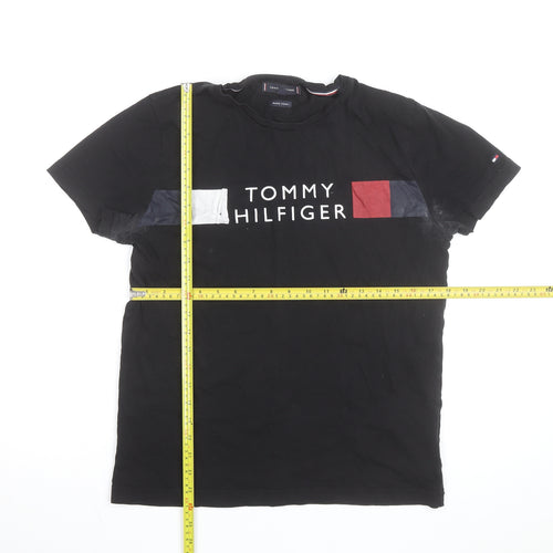 Tommy Hilfiger Men’s Black Logo Cotton Crew Neck T-Shirt Size M