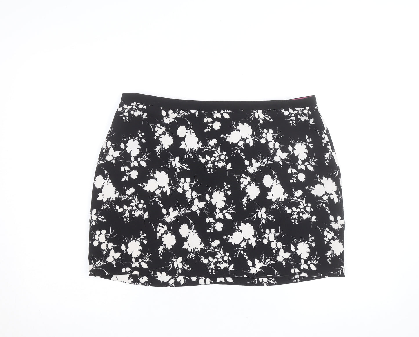 Oasis Womens Black Floral Short Pencil Skirt Size 16