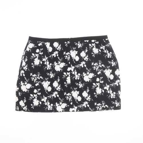 Oasis Womens Black Floral Short Pencil Skirt Size 16