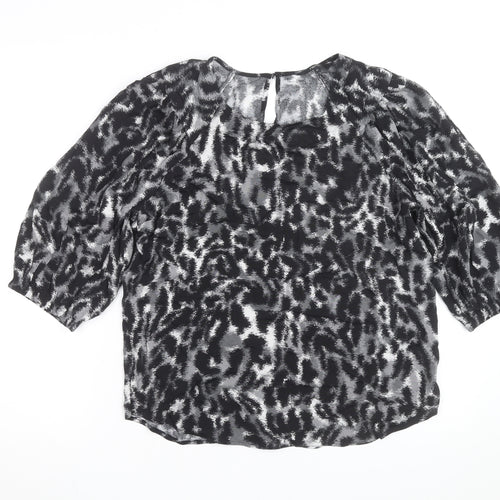 Next Women’s Black Animal Print Chiffon Tunic Blouse UK 10