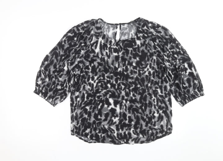 Next Women’s Black Animal Print Chiffon Tunic Blouse UK 10