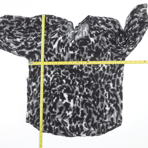 Next Women’s Black Animal Print Chiffon Tunic Blouse UK 10