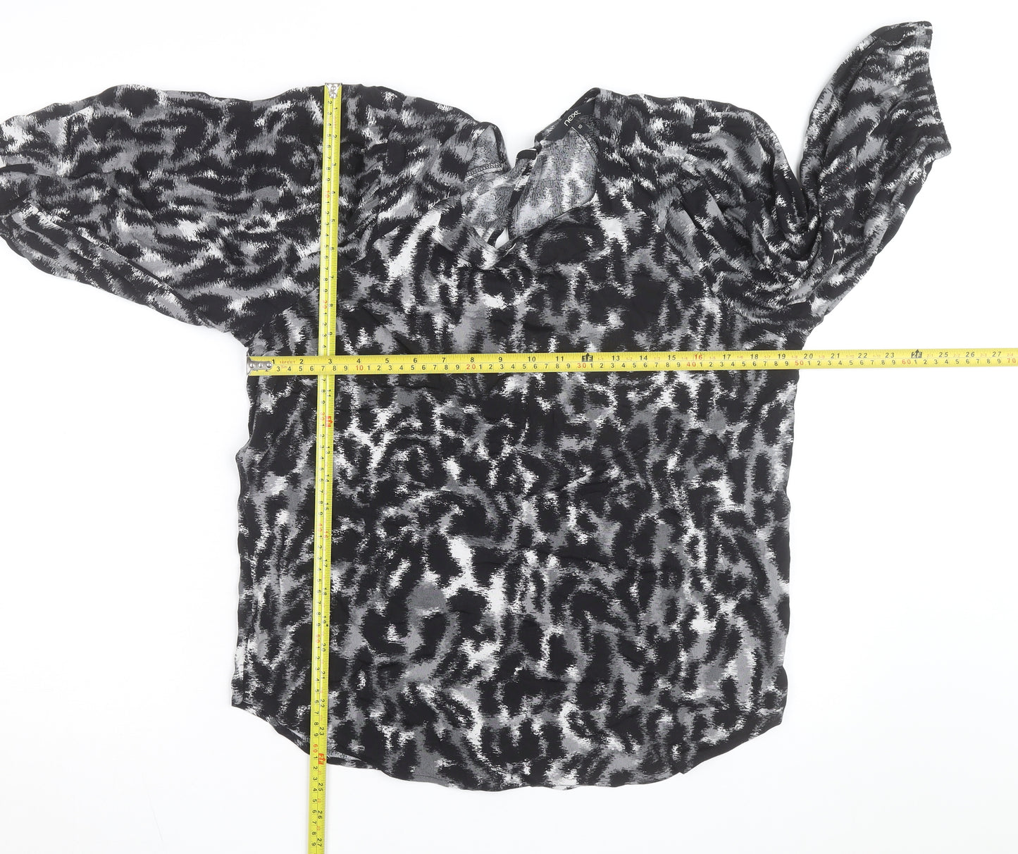 Next Women’s Black Animal Print Chiffon Tunic Blouse UK 10