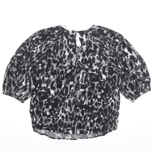 Next Women’s Black Animal Print Chiffon Tunic Blouse UK 10