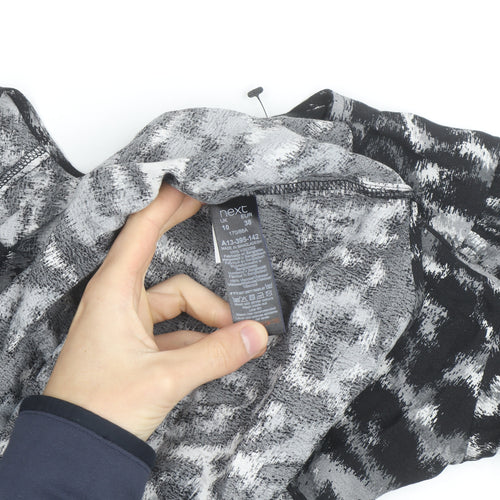 Next Women’s Black Animal Print Chiffon Tunic Blouse UK 10