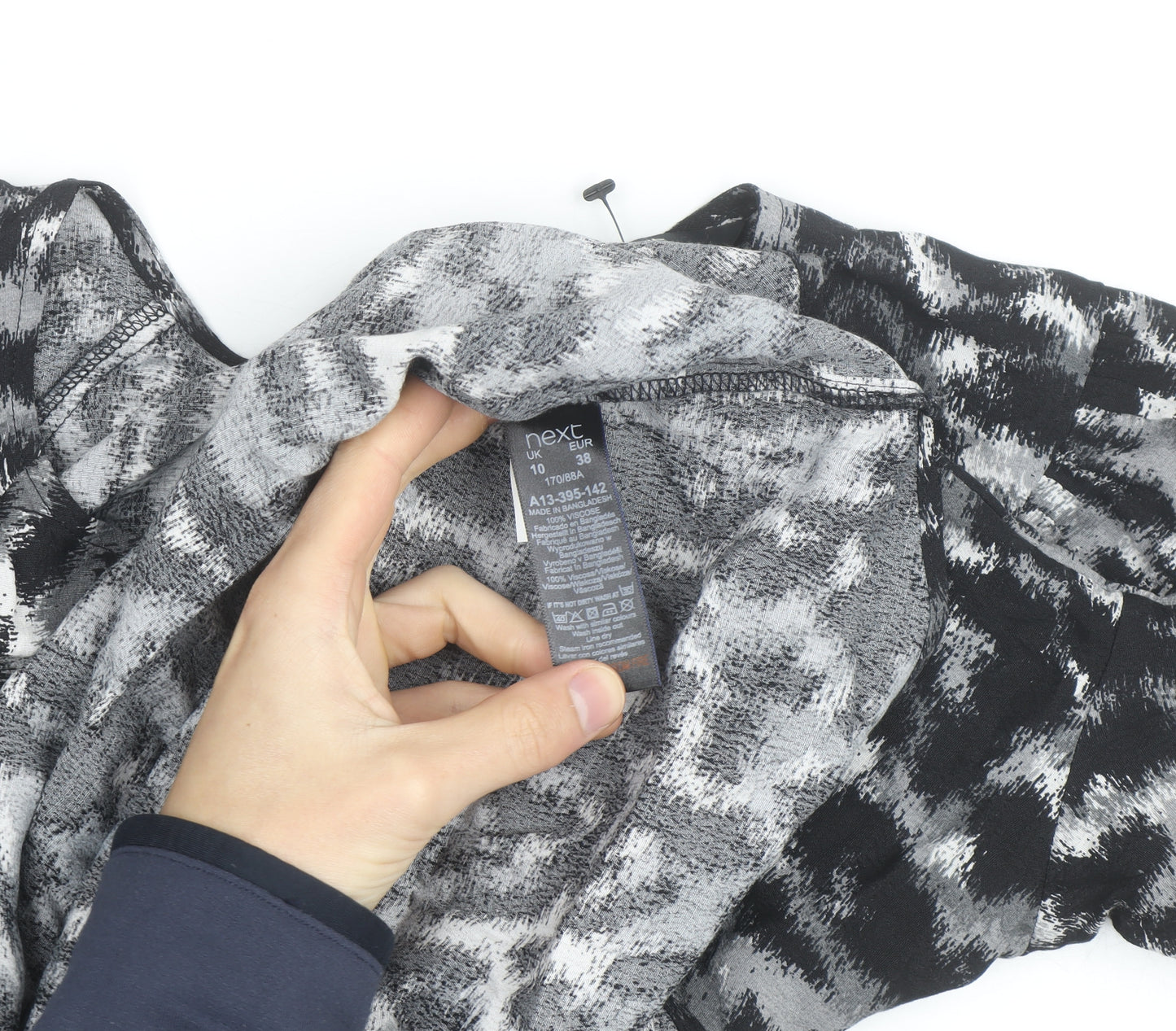 Next Women’s Black Animal Print Chiffon Tunic Blouse UK 10