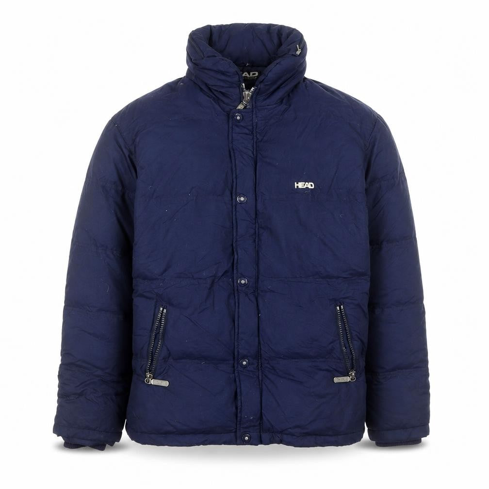 Front view of HEAD Men's Blue Puffer Jacket, size 50, Down Filled Winter Coat