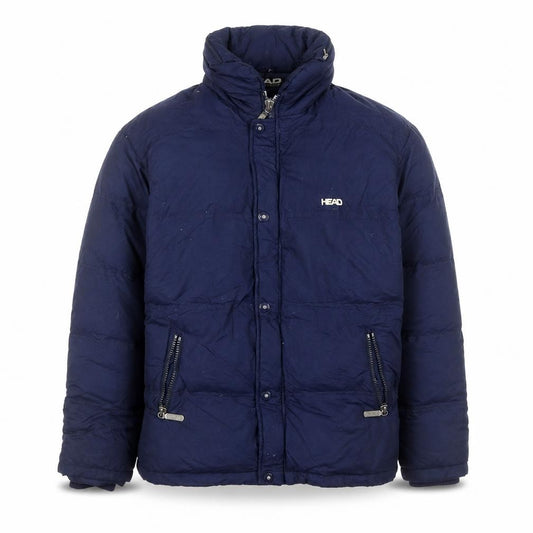 Front view of HEAD Men's Blue Puffer Jacket, size 50, Down Filled Winter Coat