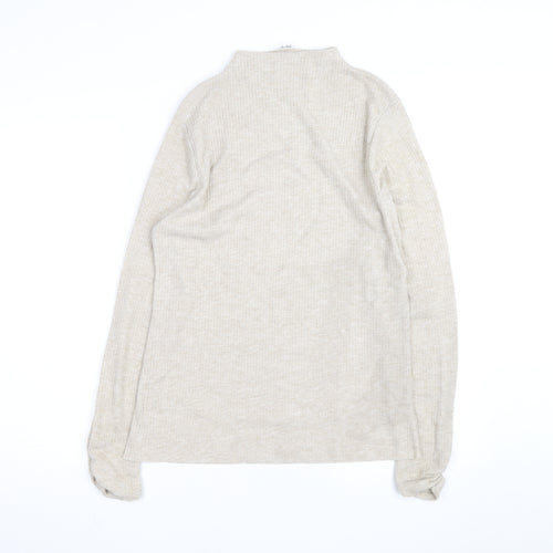 River Island Women Beige Mock Neck Long Sleeve Pullover Jumper Size 16