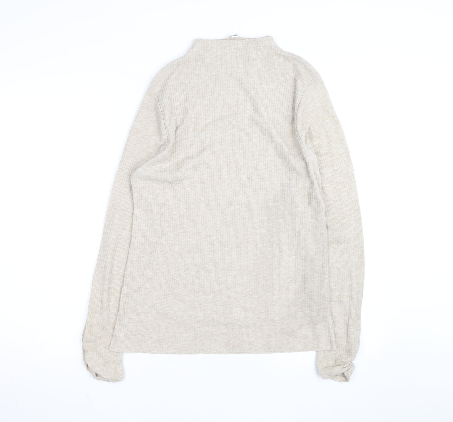 River Island Women Beige Mock Neck Long Sleeve Pullover Jumper Size 16