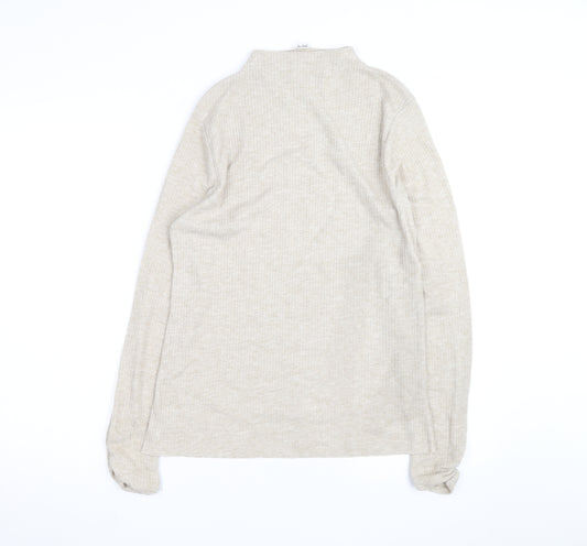 River Island Women Beige Mock Neck Long Sleeve Pullover Jumper Size 16
