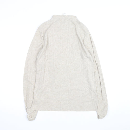 River Island Women Beige Mock Neck Long Sleeve Pullover Jumper Size 16