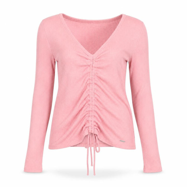 Hollister Women Pink Slim Fit V-Neck Ribbed Jumper Size M