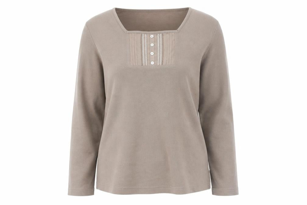 BM Collection Womens Beige Henley Jumper L Long Sleeve Cotton Blend