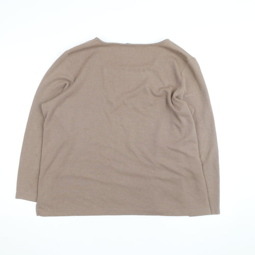 BM Collection Womens Beige Henley Jumper L Long Sleeve Cotton Blend