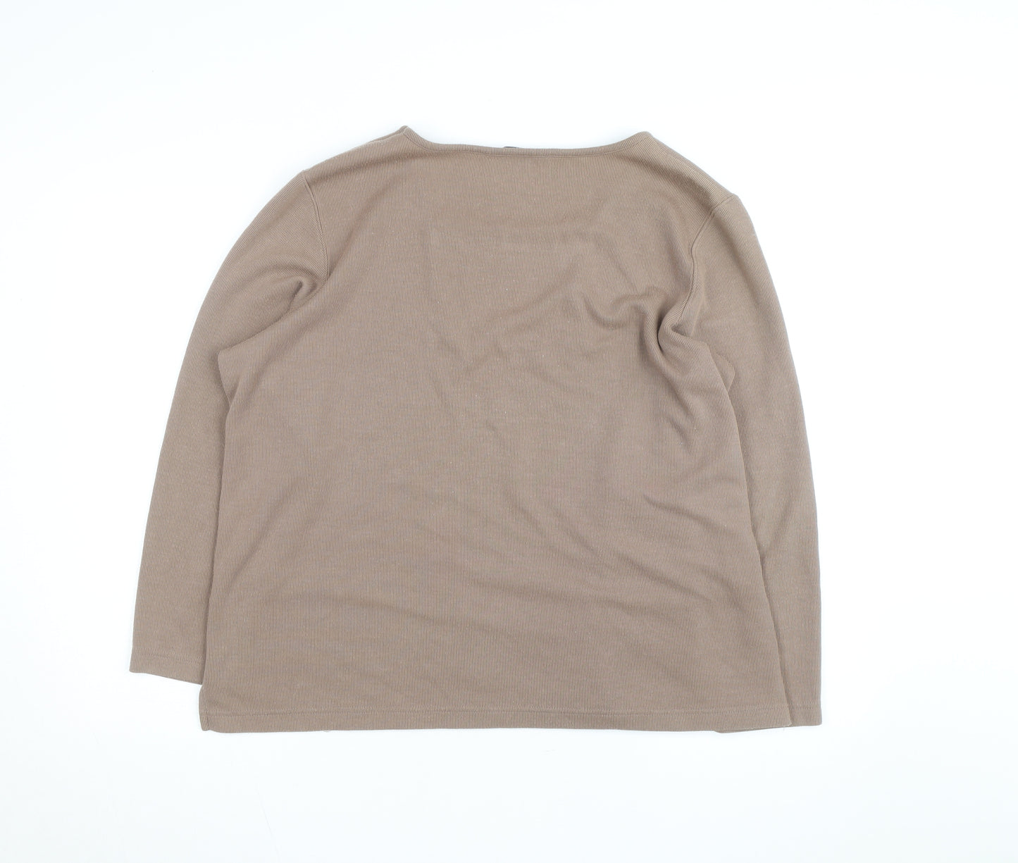 BM Collection Womens Beige Henley Jumper L Long Sleeve Cotton Blend