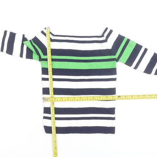 Topshop Women Blue Green Striped Boat Neck Jumper Size 10
