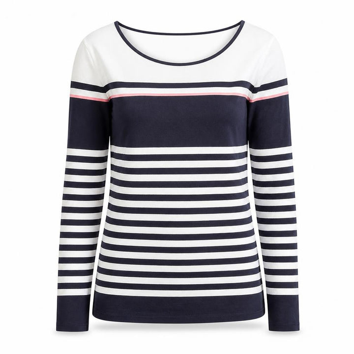 Oasis Women Blue White Striped Long Sleeve Cotton Top S