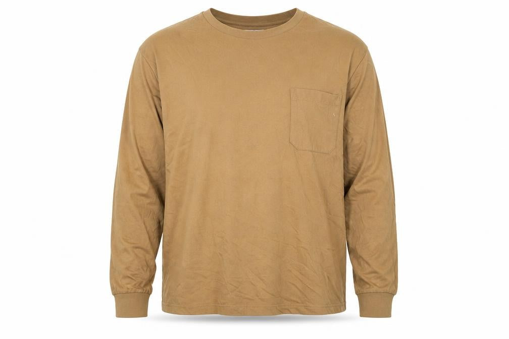 Front view of Marks & Spencer Men's Brown 2XL Long Sleeve Cotton Top