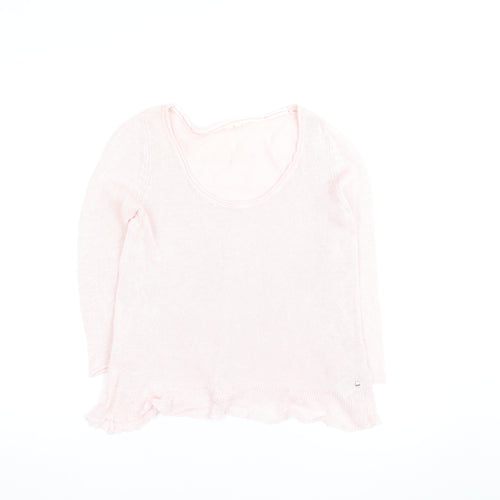 White Stuff Women's Pink Lightweight Scoop Neck Knit Jumper M