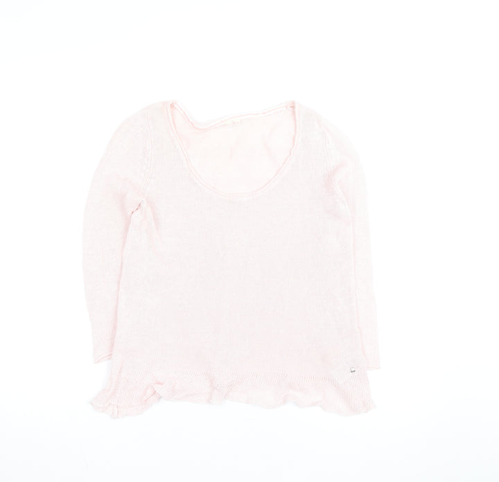 White Stuff Women's Pink Lightweight Scoop Neck Knit Jumper M