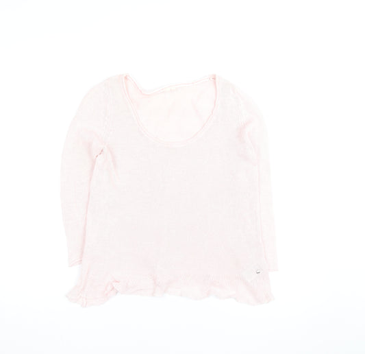 White Stuff Women's Pink Lightweight Scoop Neck Knit Jumper M