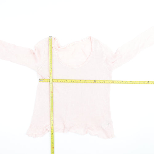 White Stuff Women's Pink Lightweight Scoop Neck Knit Jumper M