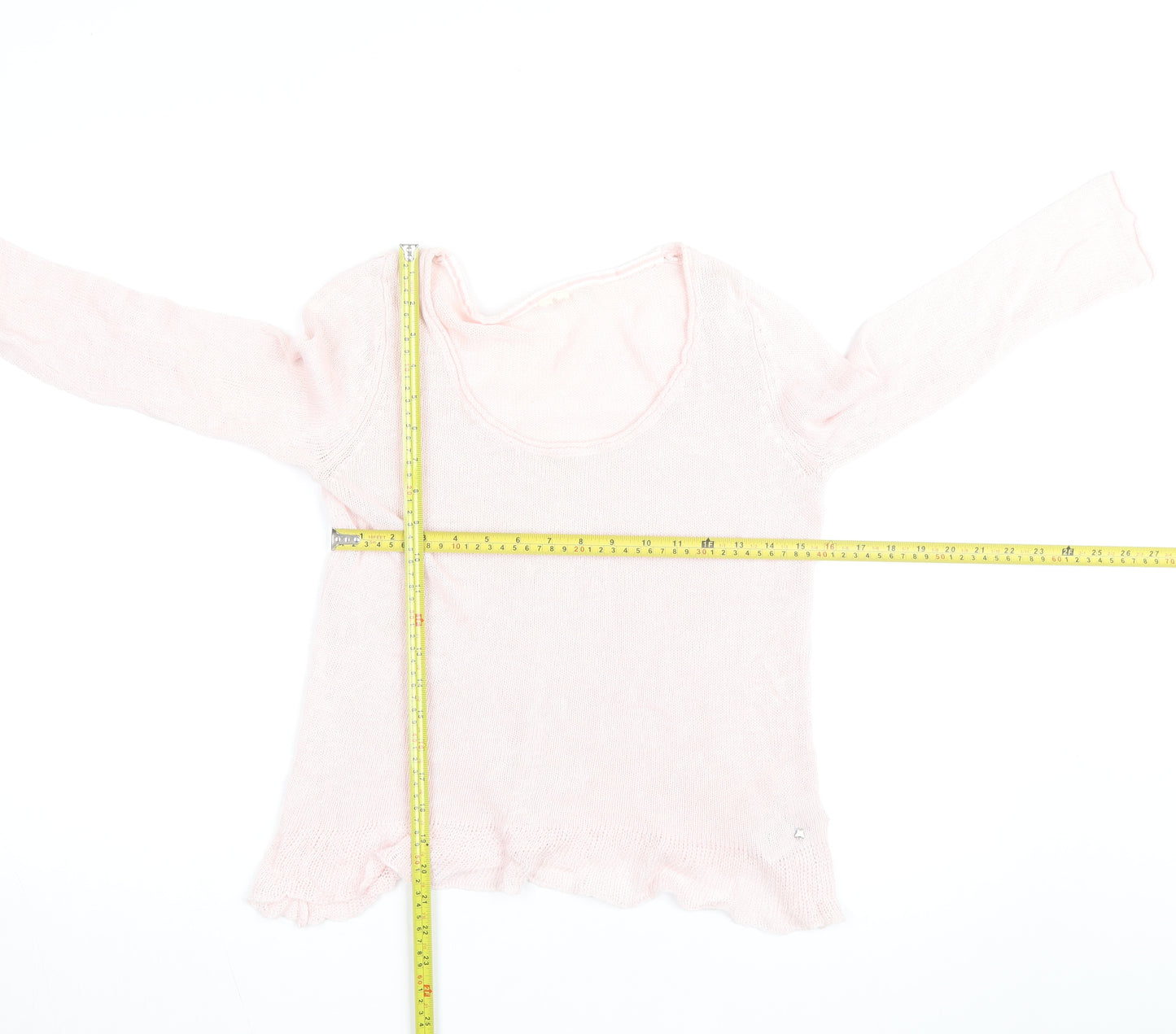 White Stuff Women's Pink Lightweight Scoop Neck Knit Jumper M