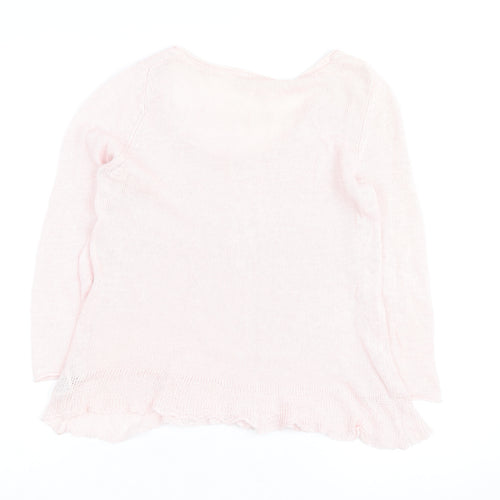 White Stuff Women's Pink Lightweight Scoop Neck Knit Jumper M