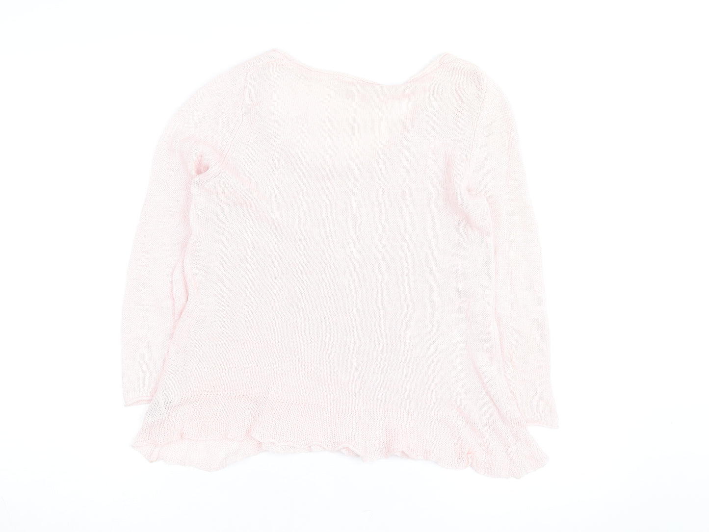 White Stuff Women's Pink Lightweight Scoop Neck Knit Jumper M