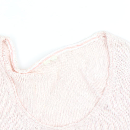White Stuff Women's Pink Lightweight Scoop Neck Knit Jumper M